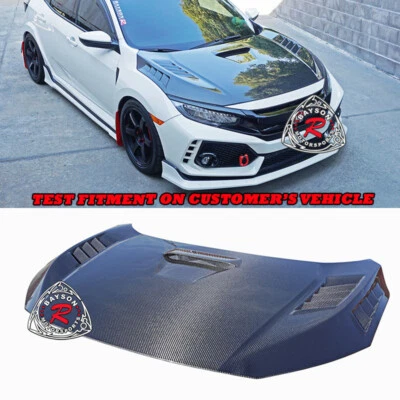 Se adapta a capó estilo MU 17-21 Honda Civic Type-R FK8 (fibra de carbono) Foto 1 de 4