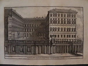 M Roma Alessandro Vatican Mirrors Courtyard Loggie Original Etching 1700 - Picture 1 of 1