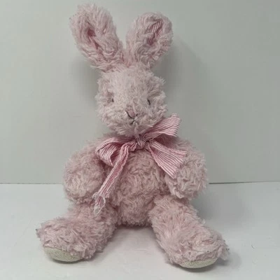Mud Pie Easter Pink Bunny Rabbit Plush Stuffed Animal 8" Embroidered Eyes - Image 1 of 4