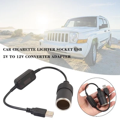 USB A Male to 12V Car Cigarette Lighter Adapter Socket Cable~. Converter T3Q0 - Image 1 of 4