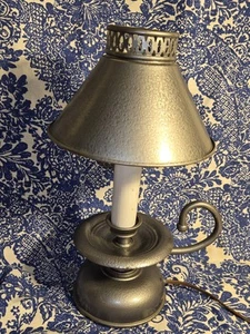 Vintage Brushed Brass Tole Toleware Mid Century Table Desk Lamp See Description - Picture 1 of 21