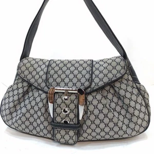 CELINE Macadam Canvas Leather Shoulder Bag Gray Vintage One Strap USED 707N - Picture 1 of 10