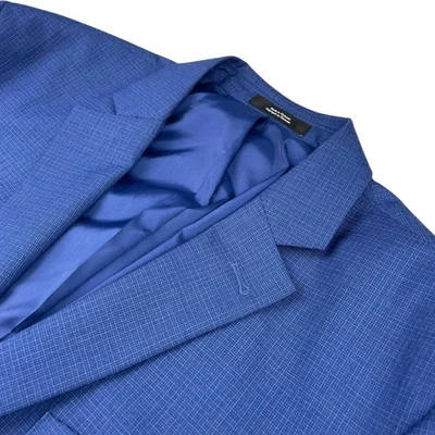 Blazer Nordstrom para hombre 100 % lana ajuste 2 botones azul a cuadros • 44R Foto 1 de 4