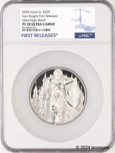 2024 Cook Islands Silver 5oz $25 Iron Knight NGC PF70 First Release - Picture 1 of 2