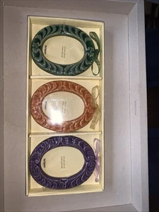 Pier 1 Imports Ceramic Picture Frames Set Of 3 Green Peach Purple - Picture 1 of 8
