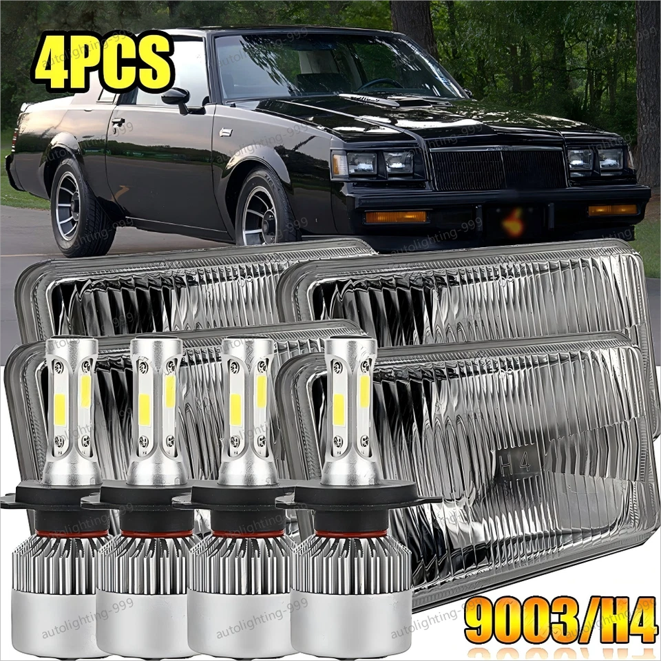 4x For 1982-1987 Buick Regal Grand National 4x6" inch LED Headlights Hi/Lo Beam - Image 1 of 4
