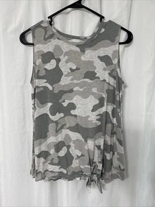 Luxe Tie-Hem Sleeveless Top for Girls XL (14) Gray Camo Old Navy, Tank Top - Picture 1 of 9
