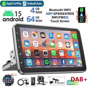 DAB+ Carplay Android 14 Autoradio 1 DIN GPS WIFI 360° Drehbar Bildschirm+Kamera - Bild 1 von 15