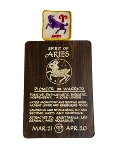 aSTROLOGY ZODIAC SIGN ARIES WALL PLAQUE CLOTH PATCH VINTAGE HOROSCOPE neocurio - Picture 1 of 10