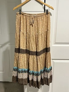 VTG. White Stag Boho Maxi Skirt Size Med. Tiered Ruffle Cottagecore Cotton Fall - Picture 1 of 10
