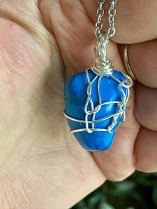 Blue Howlite Stone Pendant , Amulett, Necklace - Picture 1 of 5