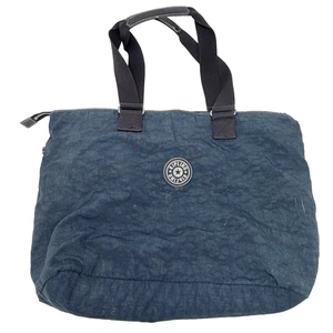 Kipling Dark Blue Nylon Double Handle Tote Bag with Monkey Charm - Picture 1 of 7
