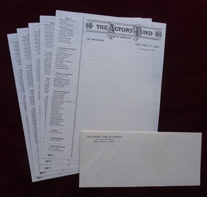 Vintage 1980's Actors' Fund Of America Letterhead Stationery, Unused, Lot of 5 - Picture 1 of 2