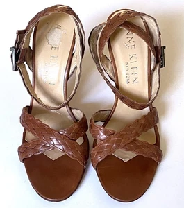 Anne Klein Braun Größe 8,5 Damen Slingback Braun Absatz 8 1/2 Ledersohlen - Bild 1 von 8