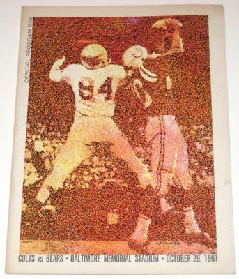 Baltimore Colts vs. Chicago Bears Program 1961 Mike Ditka Rookie * Johnny Unitas - Image 1 of 4
