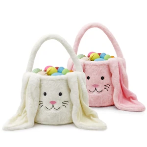 Easter Egg Hunt Basket, Bunny Bag with Fluffy Ears- Partys Celebrate Decoration - Picture 1 of 12