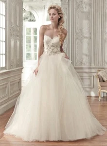 Maggie Sottero, Aracella Sze 6, Tulle wedding dress, Ivory Gold, New!! Strapless - Picture 1 of 6