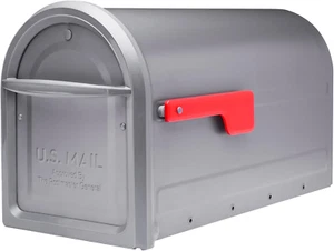 Mapleton™ Heavy Duty Steel Metal Post Mounted Mail Box for Outside, Graphite, La - Picture 1 of 9