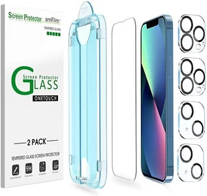 amFilm iPhone 13 / Pro OneTouch Vetro Protezione Schermo (6.1",2021) Obiettivo Cam Gratis - Foto 1 di 6