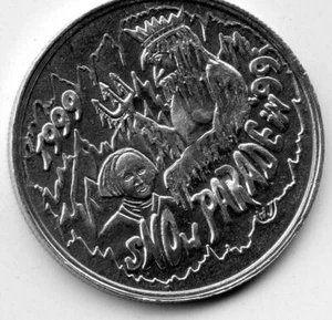 Mardi Gras Doubloon Krewe of Proteus 1999 aluminio - Imagen 1 de 2