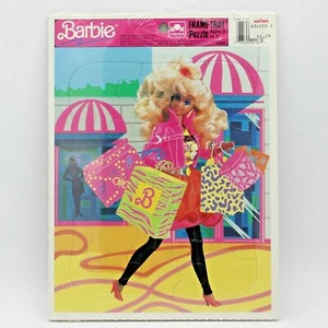 NUEVO EN PAQUETE 1990 TEMA DE COMPRAS Barbie MARCO BANDEJA ROMPECABEZAS Dorado 12 piezas 4166B SELLADO DE COLECCIÓN - Imagen 1 de 4