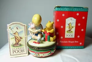 NEW Disney Winnie the Pooh Christmas Trinket Box Piglet Christopher Robin - Picture 1 of 5
