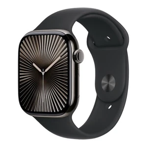 Apple Watch Series 10 46 mm boîtier ardoise titane bracelet sport noir - boîte ouverte - Photo 1 sur 1