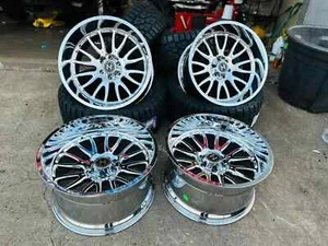 22x12 HARDCORE HC101 CHROME Wheels  /35125022 rT Tires 6X135 FORD F150 6 LUG - Picture 1 of 3