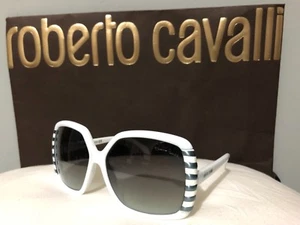 AUTHENTIC Roberto CAVALLI Sunglasses white grey blue metallic frame square  - Picture 1 of 6