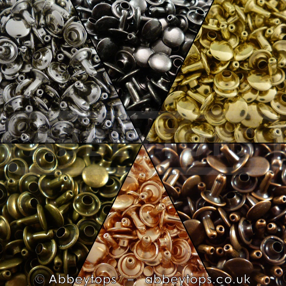 Double Cap Rivets 6x5 7x7 9x8 & 9x12 Stud Rapid Rivets Leather Craft Repair - Image 1 of 1