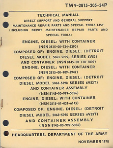 Historical book Engine, Detroit Diesel Model Series 6V53, 6V53T, Repair Parts