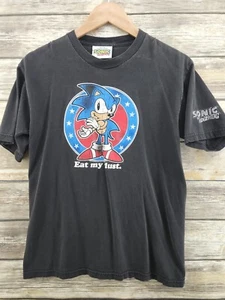 Camiseta negra con licencia Sonic the Hedgehog vintage "Eat My Dust" juvenil M - Imagen 1 de 7