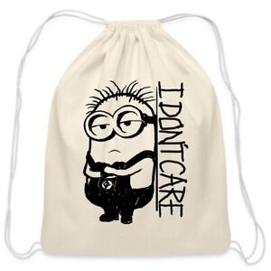 Minions Merch I Don't Care Officially Licensed Cotton Drawstring Bag