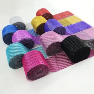 Diamante Sparkle Effect Mesh Ribbon Trimming - Many Colours Cakes Bridal Crafts - Picture 1 of 9