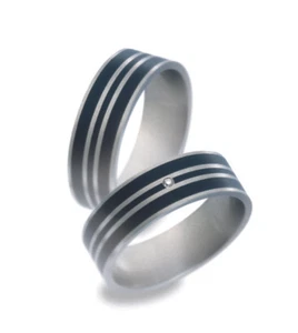 Titanfactory titanio anillo de boda 51393 con brillante 0,02 ct. Diamante - Imagen 1 de 3