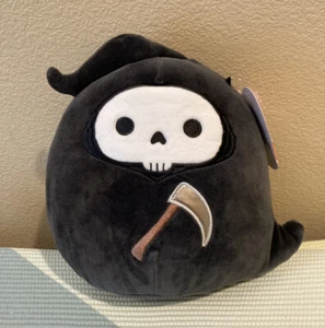 Squishmallow 8"" Otto The Grim Reaper falce teschio lucida nuova con etichette Halloween SPEDIZIONE ORA - Foto 1 di 3