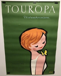 Original Vintage Reise Fluggesellschaft Eisenbahn Plakat Touropa Österreich 1950er - Bild 1 von 6