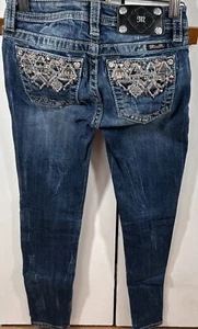 Miss Me Jeans Style No. Embellished YK880s pockets Skinny Jeans Size 10 - Picture 1 of 5