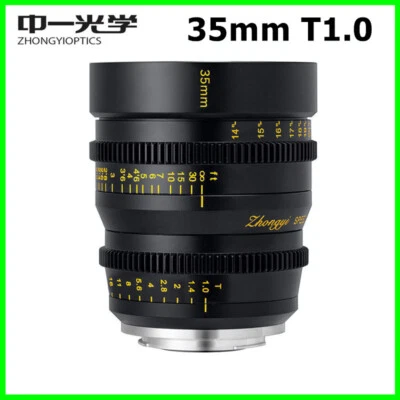 Lente de cine ZHONGYI 35 mm T1,0 APS-C para Canon EOS-R, Sony E, Fujifilm X, montaje M43 Foto 1 de 4