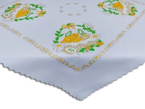 "Mantel Cuadrado de Pascua BLANCO/Corredor de Mesa 80 x 80 cm Pollo (31""x31") - Imagen 1 de 3