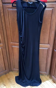 Rachel Zoe Pea In Pod Maternity Ruched Black Maxi Dress Zippers Shoulder SZ.M - Picture 1 of 8