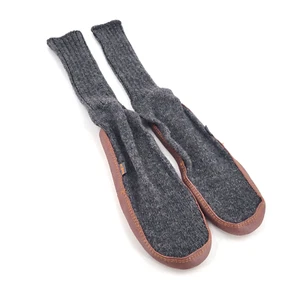Acorn Unisex  Dark Gray Wool Knit Slipper Socks Size Men's 9- 10 Women's 11-12 - Picture 1 of 5