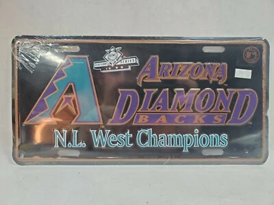 Vintage(NEW)1999 Arizona Diamondbacks N.L. West Champion Metal License Plate MLB - Image 1 of 4