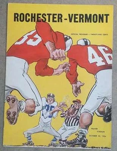 VERMONT @ ROCHESTER COLLEGE FOOTBALL PROGRAM - 1956 - EX SHAPE - Picture 1 of 1