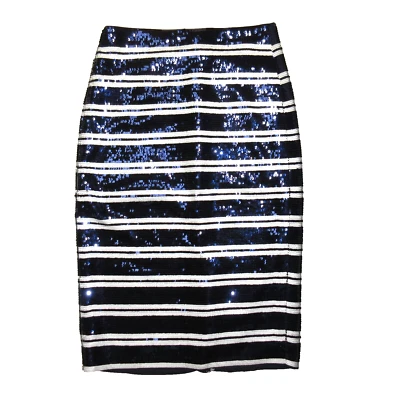 NUEVO CON ETIQUETAS J.Crew Lápiz en Blanco Marino Lentejuelas Rayas Falda Recta 0 Foto 1 de 4