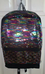 NWT VICTORIA'S SECRET PINK BLING CAMPUS BACKPACK BOOKBAG RAINBOW SEQUINS - Picture 1 of 8