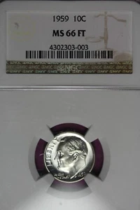 1959- NGC 10C MS66 FT ROOSEVELT DIME #B43940 - Picture 1 of 2