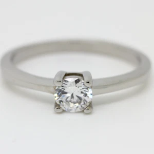 0.50 CT Round Lab Created Moissanite Solitaire Engagement Ring White Gold Plated - Picture 1 of 5