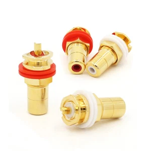 4Stücke Vergoldet RCA Cinch Weiblich Terminal Audio Adapter für HIFI Verstärker - Picture 1 of 7