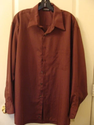 Camisa informal de vestir para hombre poliéster borgoña oscura 17 1/2 34-35 hecha por Massini Foto 1 de 4